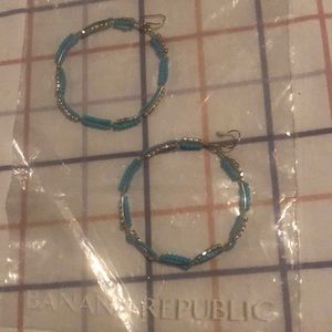 NWT BR Silver & Aqua Hanging Hoop Earrings✨